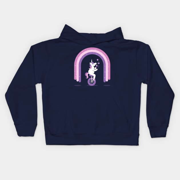 Unicycle Unicorn Kids Hoodie by slugbunny